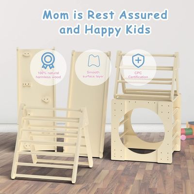 5 in 1 トライアングルクライミング・トイザらス 木製 ランプとスライド付き小児クライミングジム