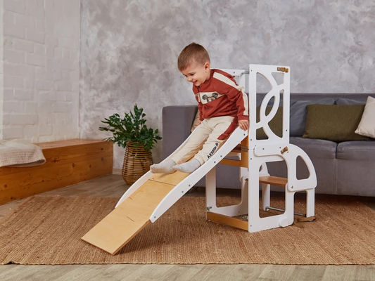 木製 キッズ キッチン ステップ ストール カバータブル 幼児 タワー テーブル 7 in 1 シートバック と スライド