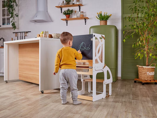 木製 キッズ キッチン ステップ ストール カバータブル 幼児 タワー テーブル 7 in 1 シートバック と スライド