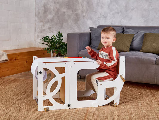 木製 キッズ キッチン ステップ ストール カバータブル 幼児 タワー テーブル 7 in 1 シートバック と スライド
