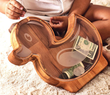 202407 イースタープレゼント ロケットコインバンク 子供向け 手作り 木製 デイジー 花の植物 豚バンク