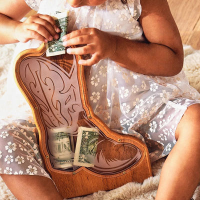 202407 イースタープレゼント ロケットコインバンク 子供向け 手作り 木製 デイジー 花の植物 豚バンク