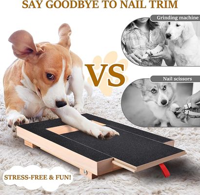 取れるカバーとネイルトリミング用のトリートメントボックス付き,漆黒の木製の犬用スクラッチパッド