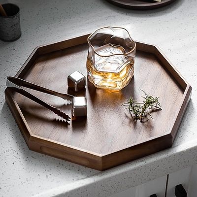 オクタゴン丸形 アカシアノート木 焼印付き 30x20x3cm