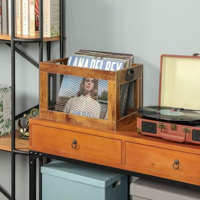 保存のための木製レコードホルダー クラシックキューブレコードオーガナイザー 保存 あなたの要求に応じて