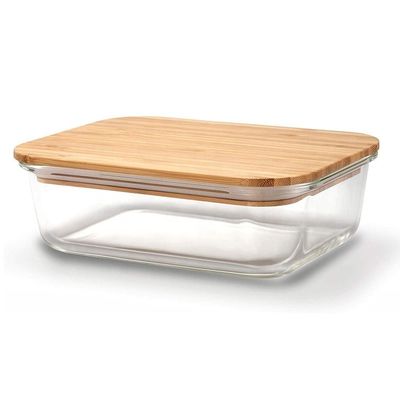 FSC証明書 環境に優しいガラス 持続可能な竹の蓋付き食品容器