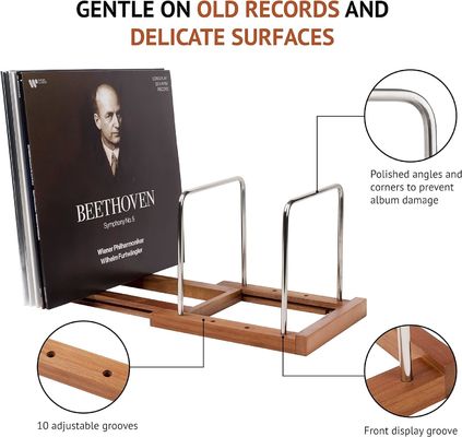 木製の拡張可能なビニールレコードオーガナイザー スタンドホルダー