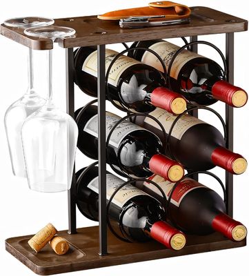 立面型 テーブル上のワインホルダー スタンド 木製のトレイと組織