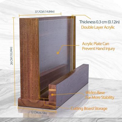 アクリル保護シールドとカスタマイズされたロゴの2面磁気木製ナイフラック