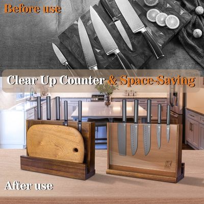 アクリル保護シールドとカスタマイズされたロゴの2面磁気木製ナイフラック