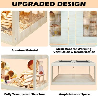 木製ハムスターケージ オープン可能な上とアクリルシート 固体建造物