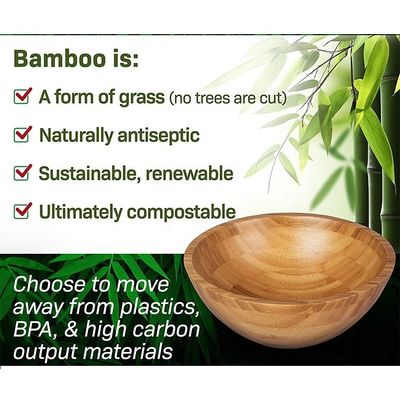 カスタムロゴ 環境に優しい天然丸い竹サラダ碗 モダンスタイル アマゾンデザイン