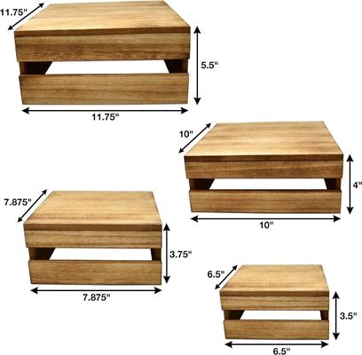 田舎風の木製ケーキスタンドセット 4 個のカスタマイズされたロゴ