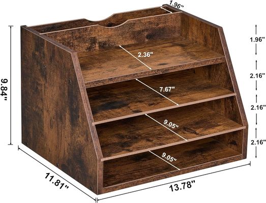 調整可能な棚 空間節約と組織のための木製ファイルオーガナイザー棚