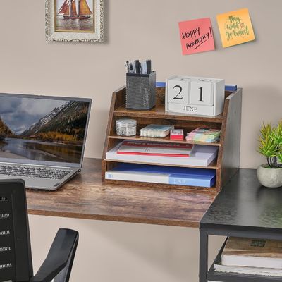 調整可能な棚 空間節約と組織のための木製ファイルオーガナイザー棚