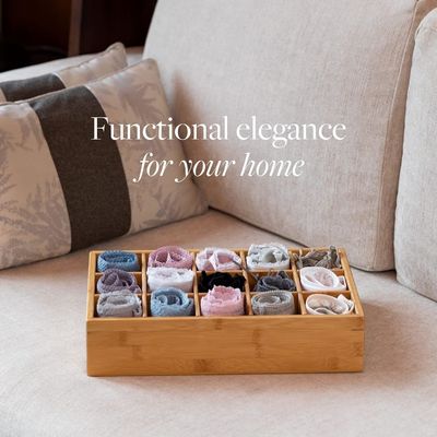 15 コンパートメント バンブー 収納器 ベルト ネクタイ ブレス ブリーフ 靴下 宝石