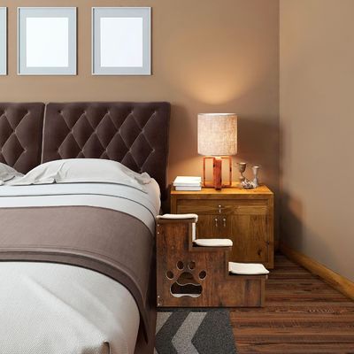 OEM 3層 木製 犬の階段 滑らない階段 貯蔵庫のある子犬の階段 洗えるカーペット