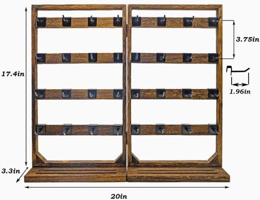 ホーム テーマ 木製 折りたたみ 宝石 展示 スタンド 取れる 32 フック と リング トレイ