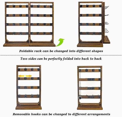 ホーム テーマ 木製 折りたたみ 宝石 展示 スタンド 取れる 32 フック と リング トレイ