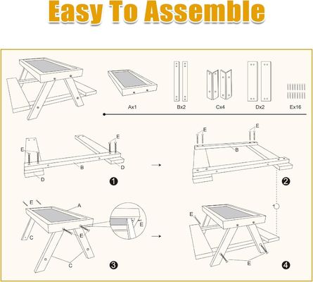 手作り チキンテーブル ペットボウルのための木のピクニックテーブル
