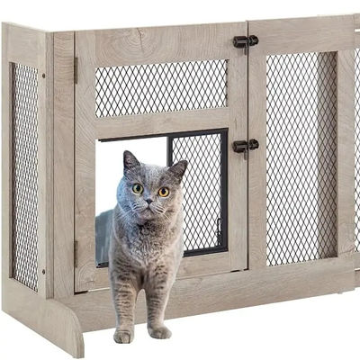 猫のドアメッシュとカスタマイズされたロゴと高量の木製フリースタンドドッグゲート