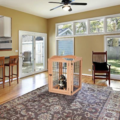 ウォーク・トゥー・ドアの高い量と折りたたむデザインの持続可能な木製ドッグゲート