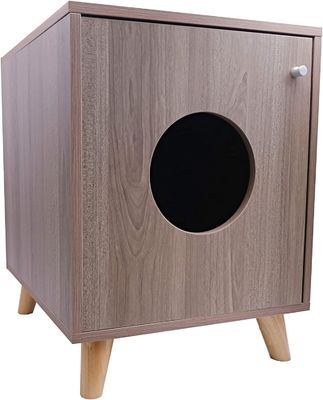 隠された猫のゴミ箱 オーダーメイドのボタンを閉める木製のテーブル