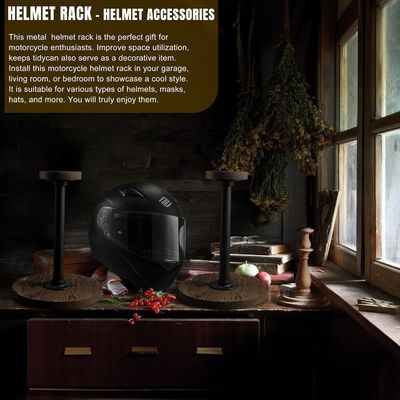 テーブルトップヘルメットディスプレイスタンド 未完成のベリー木の色と産業スタイル