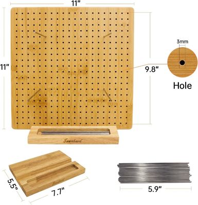 手作り編み物 ブロックマット ピン付きの竹板 ミニ 木製の箱 錠剤保管