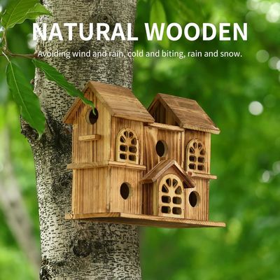 手作り 木製 吊り鳥屋 ハムスター ネスト 庭 裏庭 印刷 焼いた