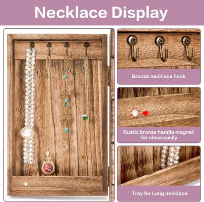 大型5層の宝石オーガナイザー ボックスケース リング イヤリング ネックレス ヴィンテージスタイル