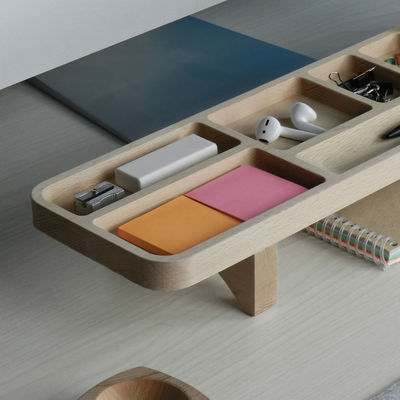 オフィス デスク オーガナイザー 鉛筆ケースとカスタマイズされたロゴ 木製 キャディ 電話スタンド