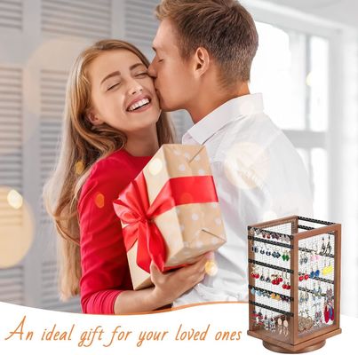 120ペア イヤリング 旋回カルーセル 耐久性金属と木のイヤリング 木のオーガナイザー