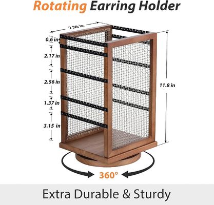 120ペア イヤリング 旋回カルーセル 耐久性金属と木のイヤリング 木のオーガナイザー