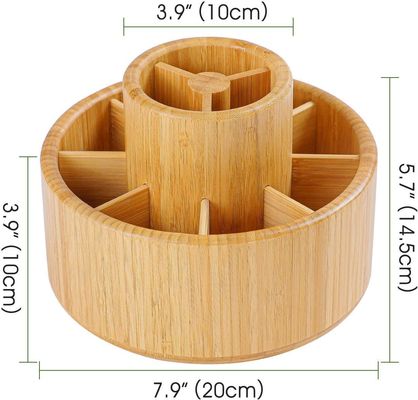 デスクトップストレージキャディのためのカスタマイズされたロゴ 受け入れられる竹回転式デスクオーガナイザー
