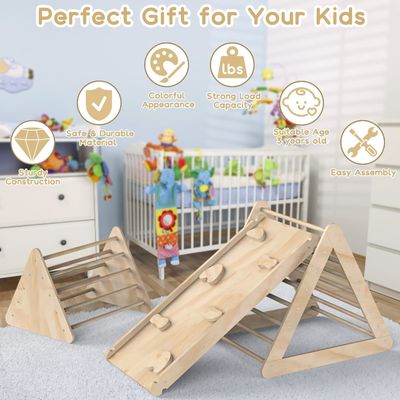 Unisex 木製の登山三角梯子 ランプと染色した仕上げで幼い子供のための