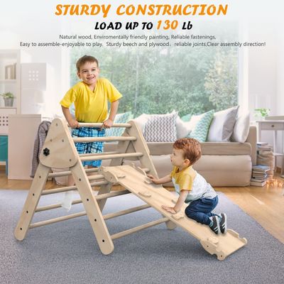 室内 子供 遊び ジム 登り 三角階段 ランプ 3 木製 安全 玩具 の セット