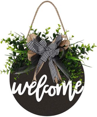 マシッドウッド フロントドア 装飾 複合材 農家の歓迎サイン 玄関 春