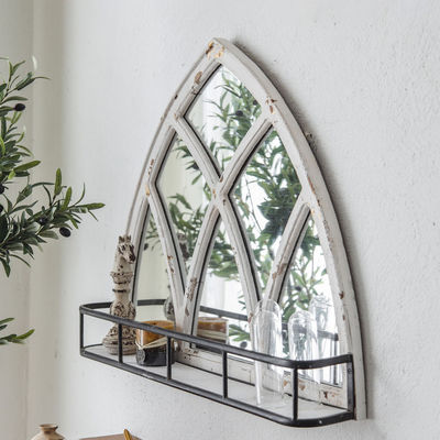 天然様式 木製鏡枠 収納用棚付き 飾り付け 白色またはカスタム色