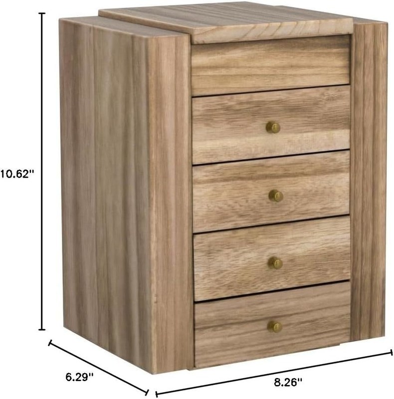 環境5層4引き出し 鏡付き大型木製オーガナイザーボックス 木製宝石箱