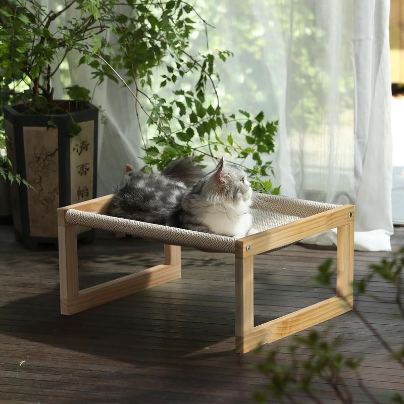 郵便包装 Y 木製 ネコ ハンマック 21 X 16.5 インチ 高いペット 家具 木色