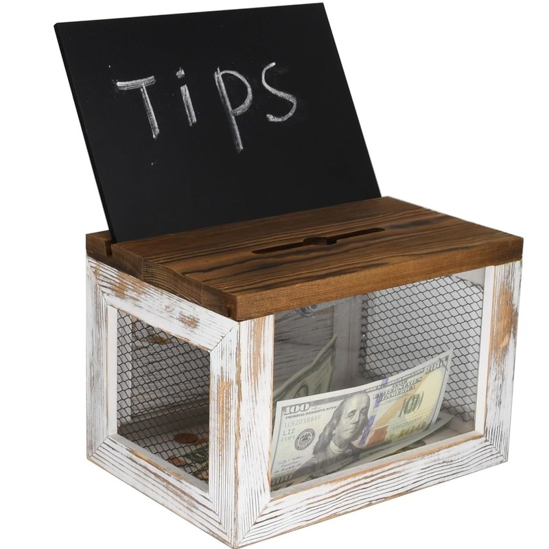 ワイヤーグリッドデザイン アクリルパネル パイン木 テーブル用品のための投票用寄付収集箱