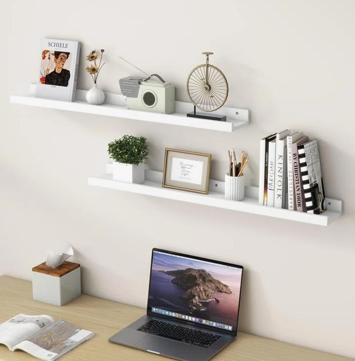 リビングルーム家具 2 片 固木 壁ディスプレイのための浮遊棚