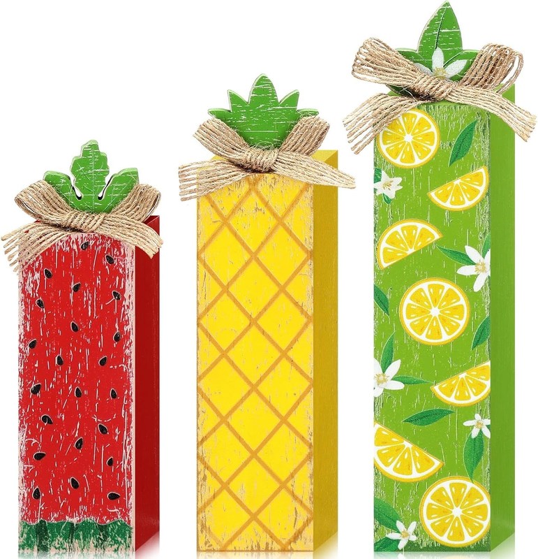 夏の木製テーブルブロックサイン レモン層トレイ装飾 木製家具 レーザー彫刻