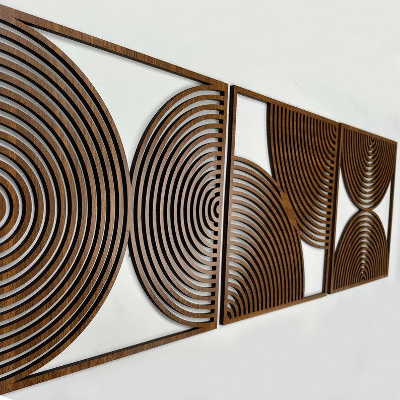 3本セット ボーホー ホーム ギフト 中世紀近代的なスタイルとカスタムロゴの大きな木製壁画