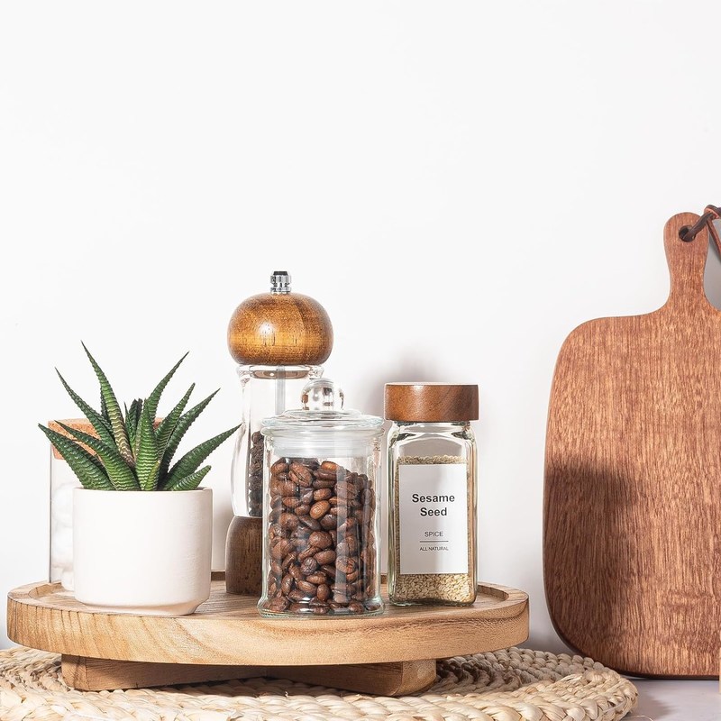 シルクスクリーン印刷 木製の丸い装飾用トレイ 10 インチ 浴室カウンター用の木製のオーガナイザー