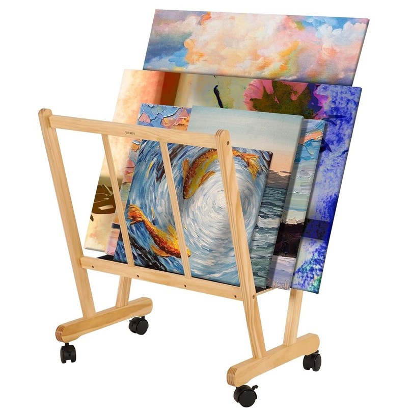 202406 ローリングキャスター付き 木製大型印刷ラック オーダーメイドロゴ 浴室ディスプレイと保管