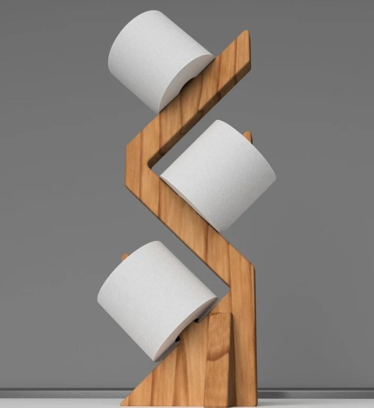 スタイリッシュで機能的な自由立体 トイレットペーパーホルダーのための二階建ての木製棚