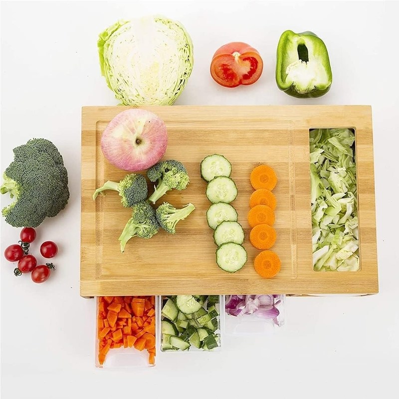 4 コンテナ トレイ キッチン 木製切断板