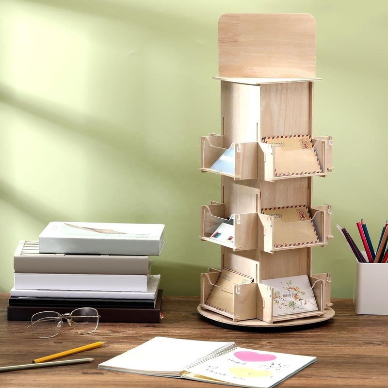 リビングルーム家具 3階 4 サイド 木製回転ディスプレイスタンド 360回転